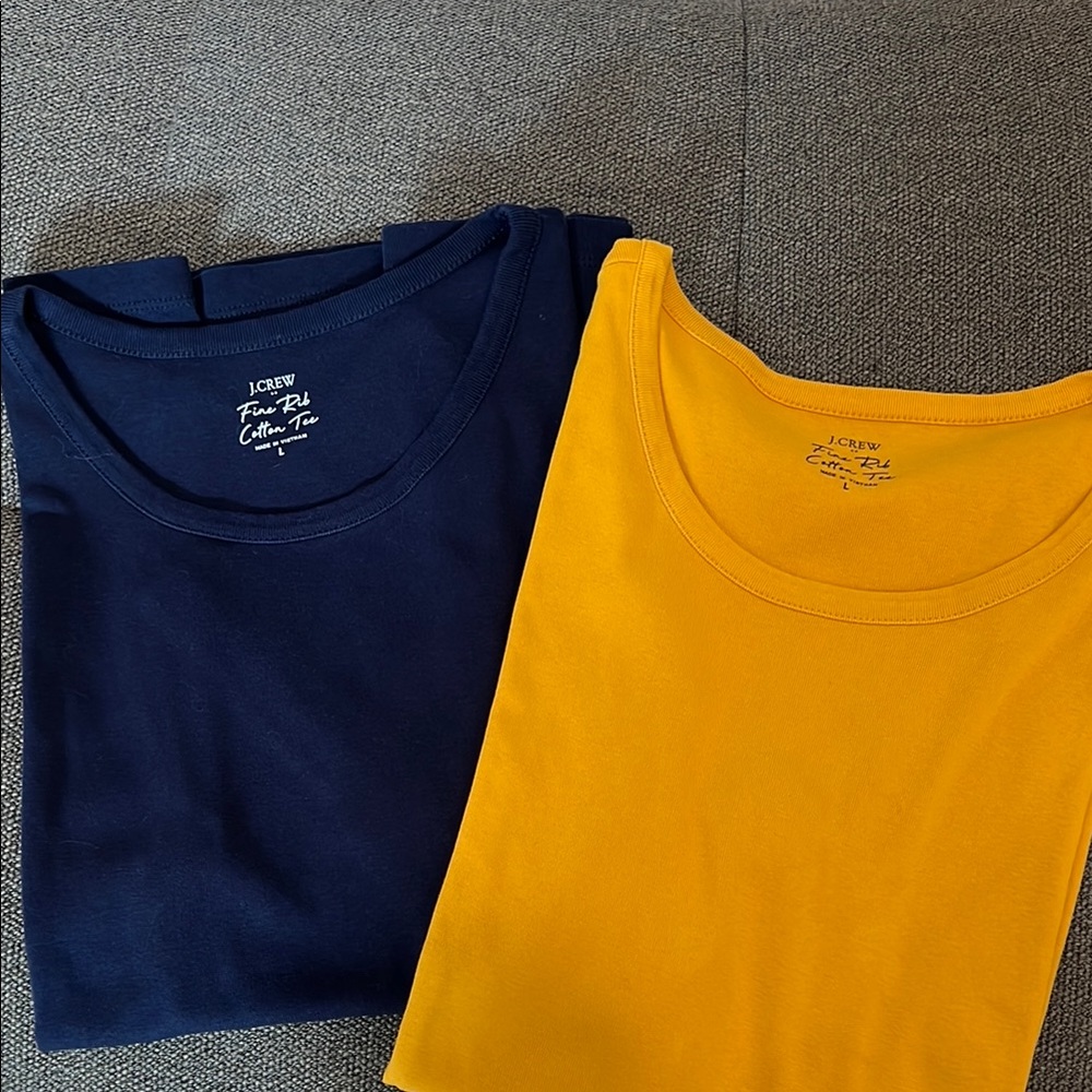 J. Crew Blue and Gold Fine Rib Short Sleeve Tees